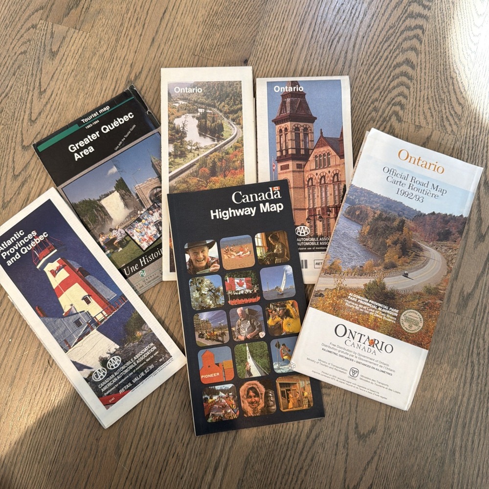 Ontario Quebec Canada Official Road map 80s/90s Vintage Transportation Lot X 6